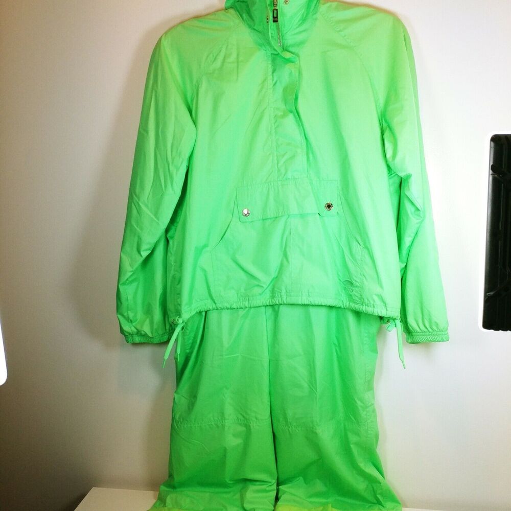 Women OLEG CASSINI 2 Piece Windbreaker and Pants green Yacht Style Vented P L - Picture 9 of 11